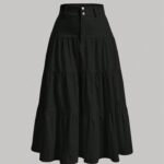 SHEIN MOD تنورة خصر عالي بحافة مكرمشة،ملابس رمضان