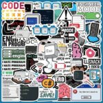 50 قطعة ملصقات مقاومة للماء بأساليب البرمجة والتطبيقات الحاسوبية، ملصقات فنية معاد تشكيلها لاصقة ذاتية للأطفال مناسبة ل- DIY على الحقائب والزجاجات والهواتف والأجهزة المحمولة والألواح الزحافة والأمتعة والخوذات وغير ذلك. ملصقات لابتوب، ملصقات، ملصقات لابتوب، هدايا مهندس، ملصقات جوال، ملصقات فنية لاصقة ذاتية