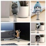 قطعة واحدة تمثال قطة أكريليك أبيض وأسود للزينة المكتبية، مناسب لتزيين المكتب في فصل الربيع، هدية مثالية للوالدين والأصدقاء