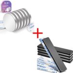 MIKEDE 60x10x3mm Black Super Strong Magnets Bar 5 Pack Heavy Duty Magnets Bundle with 1.26 inch D x 1/8 inch Heavy Duty Magnets Super Strong Magnets with Adhesive Backing 6 Pack