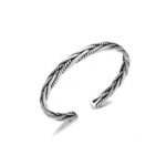 Men Silver Cuff Bracelet Jewelry Retro Twisted Braided Open Bracelet