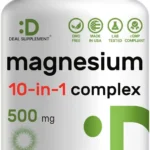 Magnesium Complex Supplement 500mg, 240 Veggie Capsules – 10 in 1 – Glycinate, Citrate, Malate, & More – Chelated Minerals for Muscle & Joint Health.