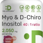 Myo-Inositol & D-Chiro Inositol Supplement for Women (40:1) | 2,050mg Per Serving | 240 Veggie Capsules | with Folate, Vitamin D3 & Vitex | Hormonal Balance & Cycle Support | Non-GMO