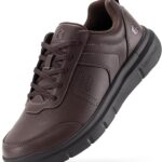 FitVille Extra Wide Men Walking Shoes Wide Dress Sneakers Comfortable Leather Shoes for Men Lightweight Plantar Fasciitis Bunions
