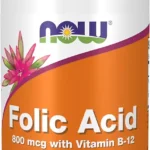 NOW Foods Supplements, Folic Acid 800 mcg + B-12 (Cyanocobalamin) 25 mcg, B Complex Vitamin, 250 Tablets