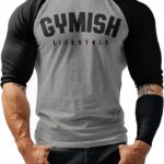 Gymish Lifestyle Motivational Athletic Raglan Men Workout T-Shirt, Gym Fitness 3/4 Sleeve Shirt