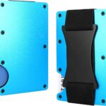 EDGE Men Minimalist Aluminum Wallet with Cash Strap Slim Wallet for Men, Thin as a Rail, Minimalist Aesthetics, Holds up to 12 Cards, RFID Safe, Blocks Chip Readers Turquoise