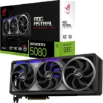 ASUS ROG Astral GeForce RTX™ 5080 OC Edition Gaming Graphics Card (PCIe® 5.0, 16GB GDDR7, HDMI®/DP 2.1, 3.8-Slot, 4-Fan Design, Axial-tech Fans, Patented Vapor Chamber, Phase-Change GPU Thermal pad)