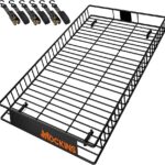 Mockins 90"x50"x6" XXL Heavy Duty Roof Rack Cargo Carrier for Top of Vehicle Storage | 250 Lbs. Cap Steel Car Roof Basket w/Straps | Weatherproof Rooftop Cargo Basket for SUV, RV, & Large Vehicles