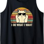 I Do What I Want - Cat Lover Sarcastic Joke Funny Retro Cat Tank Top