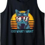 I Do What I Want Funny Cool Cat With Sunglasses Tank Top