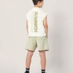 SUMWON مجموعة رياضية صيفية للشباب شاملة كنزة أكمام وصندل مع طباعة رسومات، ملابس كاجوال رياضية، ملابس شارع، وحدة تدريب قطعتين، مجموعة أزياء المراهقين