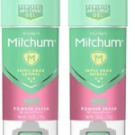 Mitchum Women’s Antiperspirant Deodorant Gel Stick, Powder Fresh Scent, 48HR Sweat & Odor Protection, Triple Odor Defense, Alcohol-Free, 3.4 oz (Pack of 2)