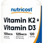 Nutricost Vitamin K2 (MK7) (100mcg) + Vitamin D3 (5000 IU) 120 Softgels - Gluten Free and Non-GMO