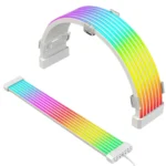 كيبل امداد طاقة للكمبيوتر باضاءة ARGB مع اشرطة LED من زوميوزي، 5 فولت 3 دبابيس ARGB متزامنة، مجموعة كيبل تمديد طاقة RGB للوحة الام / وحدة معالجة الرسومات الجرافيكية / حافظة الكمبيوتر