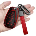 Sindeda for Chevrolet Key Fob Cover with Keychain Soft Full Protection Key Shell Key Case Compatible with 2016-2024 Chevy Equinox Malibu Spark Cruze Traverse Blazer (Red, 5 Buttons)