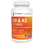 Dr. Berg Vitamin D3 K2 w/MCT Powder - Includes 10,000 IU of Vitamin D3, 100 mcg MK7 Vitamin K2, Purified Bile Salts, Zinc & Magnesium for Ultimate Absorption - K2 D3 Vitamin Supplement - 120 Capsule