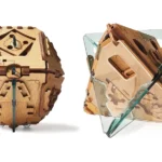 Philosopher's Stone and Anti-Gravity Puzzle Boxes in Crystal Blue - 3D Brain Teaser Puzzle for Adults - Wooden Treasure Chest - Money Puzzle Box for Cash Gift - Escape Room Game