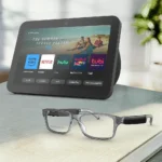 Amazon Echo Frames (newest model) + Echo Show 8 (newest model), Smart Glasses with Alexa, Modern Rectangle frames in Charcoal Gray with prescription ready lenses