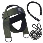 Neck Harness for Increases Neck Core Strength - Neck Exerciser with 30" Heavy Duty Steel Chain for Safely Lifting Weights Up to 280 lbs Green