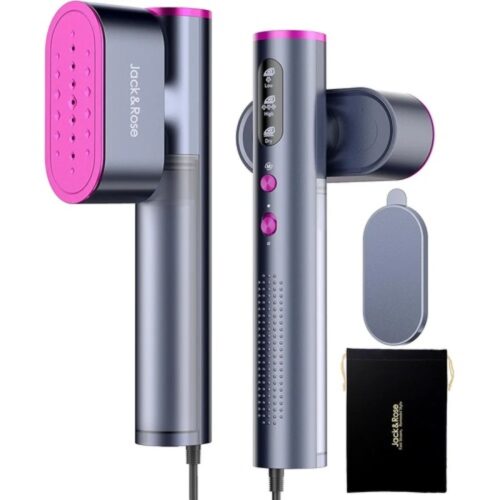 Jack ＆ Rose Travel Steamer for Clothes,100-220V Portable Steamer,15s Heat Up,Steamer ＆ Iron 2 In 1, Travel Size Garment Steamer,Large Ceramic Heat Panel,for Global ＆ Europe Traveling