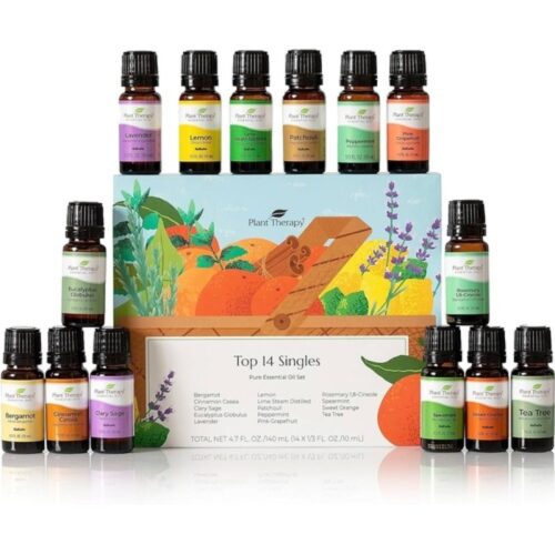 Plant Therapy Top 14 Singles Set Lavender, Eucalyptus, Peppermint, Orange Sweet, Lemon & More 100% Pure, Undiluted, Natural Aromatherapy for Topical Use & Diffusion, Therapeutic Grade 10 mL (1/3 oz)