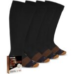Doctor's Select Copper Plus Size Compression Socks Wide Calf - 2 Pairs | 20-30mmHg Extra Wide Calf Compression Socks Women | Copper Socks for Swelling, Varicose Veins | Extra Wide Calf Compression Socks | Black Wide Compression Socks for Women & Men