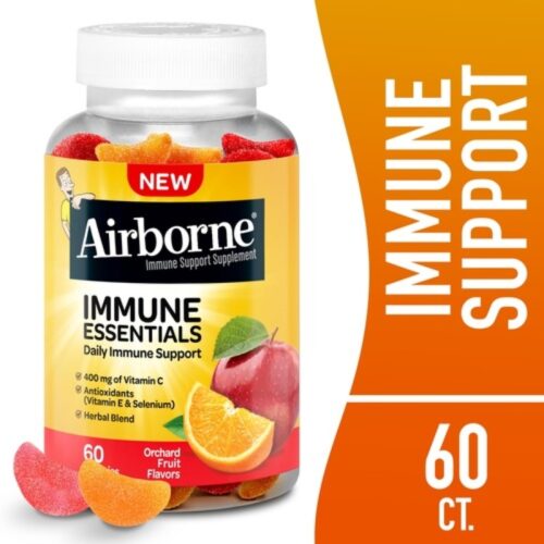 Airborne Immune Essentials Vitamin C Gummies, Multivitamin Supplement, Assorted Fruit Flavor, 60 ct