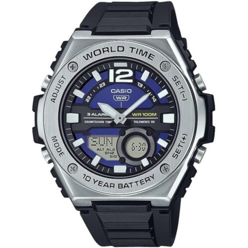Casio MWQ100 Series | Men’s Digital Watch | 100M WR | Stainless Steel | World Time | Countdown Timer | Auto Calendar | Telememo | Multi Alarms | 100 SEC Chronograph | 10 Year Battery