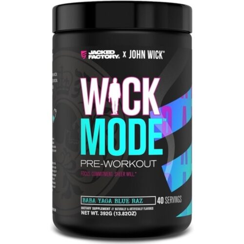 Jacked Factory X John Wick - Wick Mode Pre Workout Powder - Intense Energy, Battle-Ready Focus, Unstoppable Commitment, and Sheer Will - 40 Servings, Baba Yaga Blue Raz