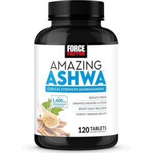 FORCE FACTOR Amazing Ashwa for Stress Relief, Memory, Focus, and Immune Support Health, Ashwagandha Supplement with KSM-66 Ashwagandha for Stress, Vitamins, Minerals, and Antioxidants, 120 Tablets