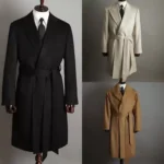 Wool Tweed Men's Coat Sash Notch Lapel Regular Fit Casual Business Custom