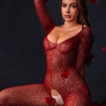 جمبسوت قفزة أحمر ، جوارب طويلة، جمبسوت قفزة بأكمام طويلة، جمبسوت قفزة مثيرة وإثارية بطبعة نمر، ملابس داخلية نسائية مثيرة وإثارية