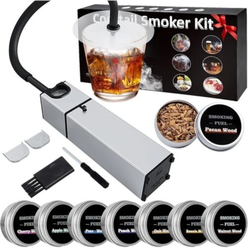 Cocktail Smoker Kit Old Fashioned Smoker Kit with 8 Wood Chips Whiskey Smoker Kit Indoor Drink Smoker Infuser Kit Bourbon Smoker kit Food Smoker for Birthday Whiskey Christmas Gifts for Men