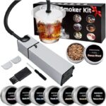 Cocktail Smoker Kit Old Fashioned Smoker Kit with 8 Wood Chips Whiskey Smoker Kit Indoor Drink Smoker Infuser Kit Bourbon Smoker kit Food Smoker for Birthday Whiskey Christmas Gifts for Men