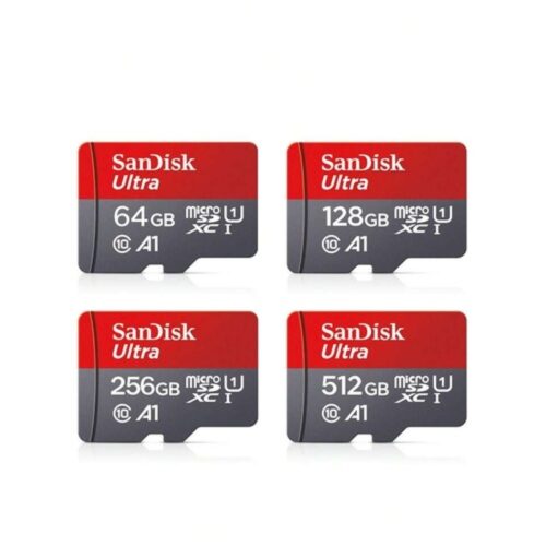 SANDISK Sandisk بطاقة Micro Sd فلاش A1 بسعة 32gb, 64gb, 128gb, 256gb, 512gb مع معدل نقل بيانات 100 م.ب./ث ، بطاقة ذاكرة Micro Sd Class 10