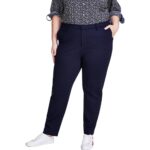 Tommy Hilfiger Womens Plus Ponte High Rise Straight Leg Pants Navy 24W