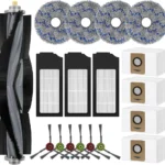 تشان تشينج مجموعة ملحقات بديلة لاجزاء المكنسة الكهربائية الروبوتية ايكوفاكس ديبوت X1 تيربو / اومني وفرشاة رئيسية و6 فرش جانبية و3 فلتر هيبا و4 قطع قماش ممسحة و4 اكياس غبار