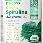 biophix Organic Spirulina Powder, 2.2 Lbs 100% Pure Spirulina Blue Green Algae Powder, Vegan, Non GMO, Non-Irradiated, USDA Certified, Best Protein Superfood