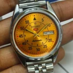 Vintage Seiko 5 Orange Automatic 17 Jewels Day/Date Japan Men's Wrist Watch 6309
