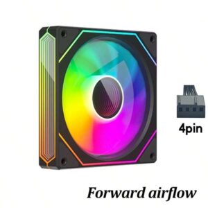 مروحة حالة الكمبيوتر XFENGX-Fan 6-Pro ARGB ملونة 12 سم، التحكم في درجة الحرارة، خفض الضوضاء بفعالية، تعزيز التبريد والجمالية، تبديد التبريد الهوائي