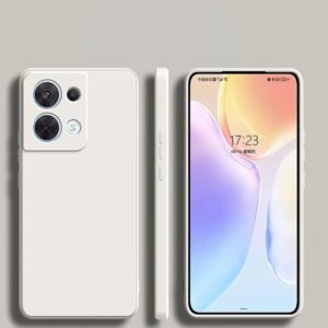 for Oppo Reno 13 5G Phone Case Liquid Silicone, Thin Slim Soft Rubber Gel TPU Plain Simple Cover, Soft Protective Phone Cover Compatible with Oppo Reno 13 5G White
