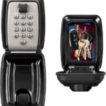 خزنة مفاتيح مع كلمة مرور مثبتة على الحائط، صندوق قفل كبير مع مجموعة من 12 رقما قابلة لاعادة الضبط، صندوق مفاتيح امان مقاوم للطقس للاستخدام في الاماكن المغلقة والمفتوحة، صندوق تخزين للمفاتيح الاحتياطية للمنزل والمرآب والمكتب (اسود)