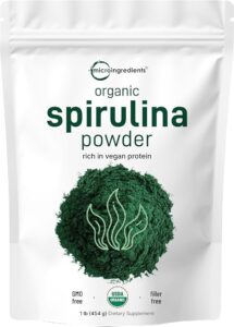 Micro Ingredients Organic Spirulina Powder, 1lb | Blue-Green Algae, Rich in Vegan Protein, Vitamins & Minerals | Source of Natural Chlorophyll & Enzymes | Non-GMO, Gluten-Free, No Additives