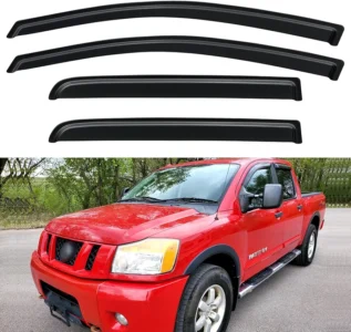Window Visors Rain Guards Shield for 2004-2015 Nissan Titan Crew Cab, Out-Channel Window Vent Wind Deflectors Visors Shades for 04-15 Nissan Titan Crew