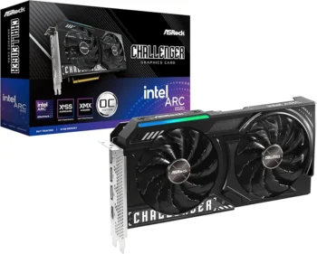 ASRock Intel Arc B580 Challenger 12GB OC Graphics Card, 2740 MHz GPU Clock, 12GB GDDR6, DisplayPort 2.1, HDMI 2.1a, Dual Fan Cooling, 0dB Silent Operation