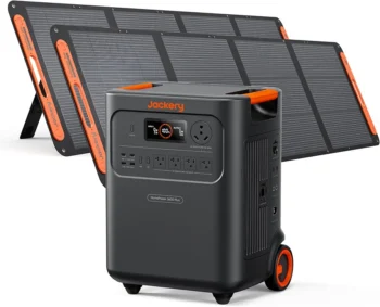 Jackery HomePower 3600 Plus Portable Power Station with 2x 200W Solar Panels, 3600W AC Output, 3584Wh LFP Solar Generator, Expandable up to 21kWh, Essential Home Backup for Home Use, Emergencies, RV