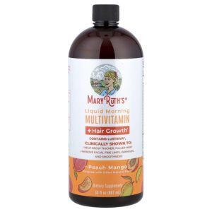 Liquid Morning Multivitamin + Hair Growth, Peach Mango, 30 fl oz (887 ml)