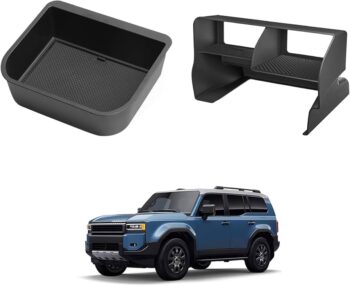 smabee 2PCS Center Console Organizer for 2024 2025 2026 Toyota Land Cruiser Prado 250 Accessories Interior ABS Center Console Organizer Storage Box Tray