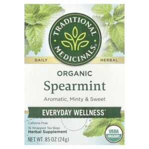 Organic Spearmint, Caffeine Free, 16 Wrapped Tea Bags, 0.85 oz (24 g)
